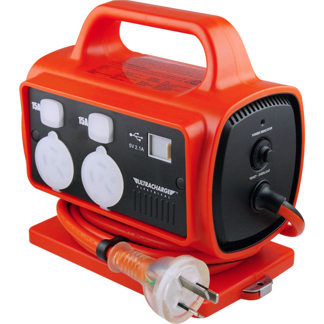 UR115/5RU 3X10A -2X15A SOCKETS -15A PLUG RCD PORTABLE POWER BLOCK ULTRACHARGE UR115/5RU-15A