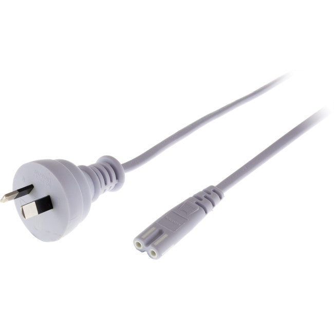 720ACW - 240V AC MAINS TO FIG 8 - 2M - IEC-C7 ROUND FIG8 WHITE - DOSS