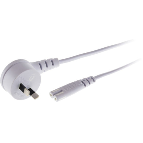 720ACRW FLAT MAINS TO FIG 8 LEAD - 2M WHITE* RIGHT ANGLE PLUG DOSS