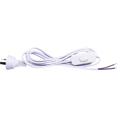 18WS INLINE SWITCH POWER LEAD WHITE 2.3M 2 CORE DOSS