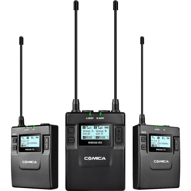 WM300A UHF WIRELESS MICROPHONE WITH DUAL TRANSMITTER COMICA CVM-WM300A