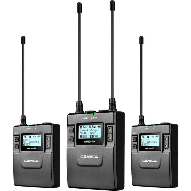 WM300A UHF WIRELESS MICROPHONE WITH DUAL TRANSMITTER COMICA CVM-WM300A