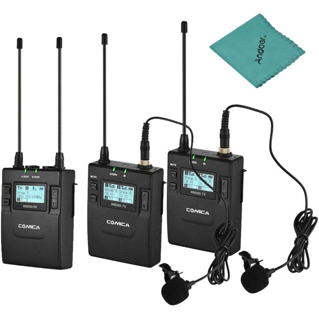 WM300A UHF WIRELESS MICROPHONE WITH DUAL TRANSMITTER COMICA CVM-WM300A