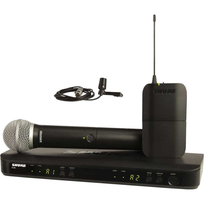 BLX1288CLK14 - SHURE DUAL WIRELESS MIC SYSTEM - CVL LAVALIER & PG58 HANDHELD - SHURE