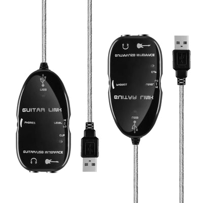 Guitar to USB Interface Link Cable Audio Adapter for PC/MAC Recording Black