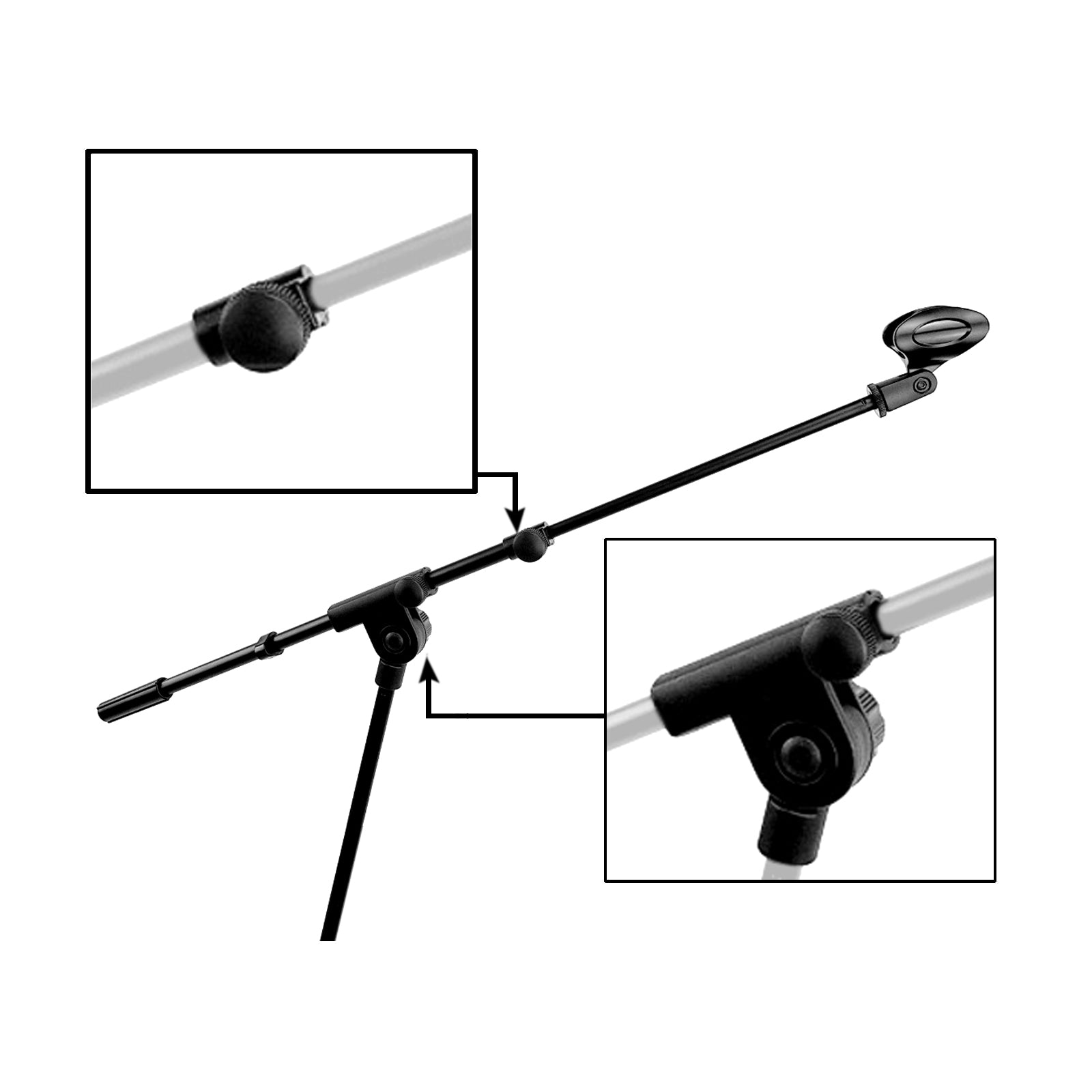 Microphone Stand Telescopic Boom Arm Mic Clip With Metal Tripod Base Extra Tall 2.02M