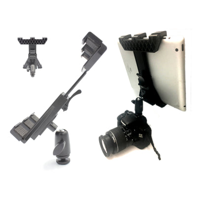2 in1 Tablet Phone Monitor to DSLR Camera Hot Shoe Mount Clamp Holder 360° Apple or Android