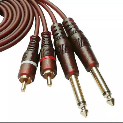 Dual 2x 1/4"  Male Mono Jack 6.35mm to 2x RCA Male Jack Cable