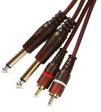 Dual 2x 1/4"  Male Mono Jack 6.35mm to 2x RCA Male Jack Cable