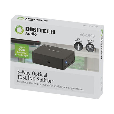 AC1590 3 WAY TOSLINK SPLITTER USB POWERED DIGITECH 30251880