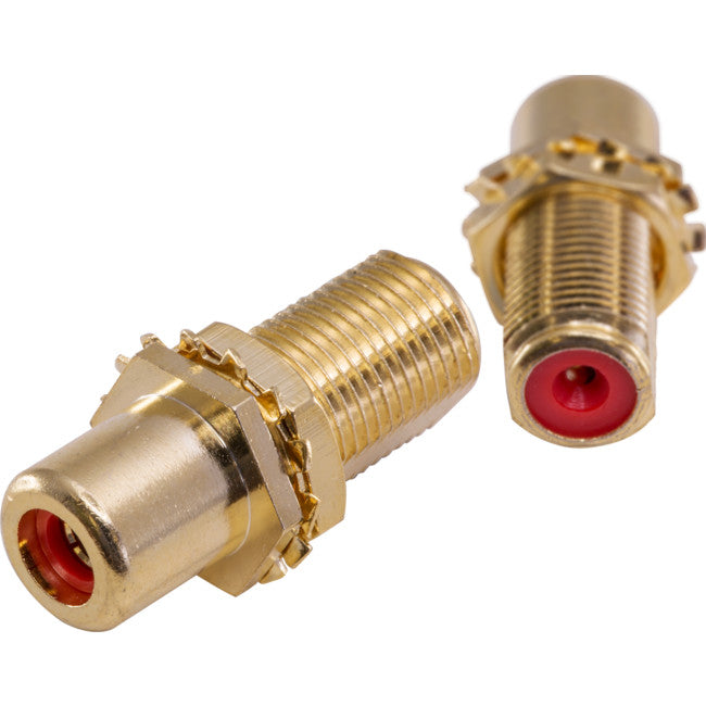 KPARCFR GOLD 'F' SOCKET TO RCA SOCKET RED JOINER - KORDZ KORDZ KPA-RCF-R