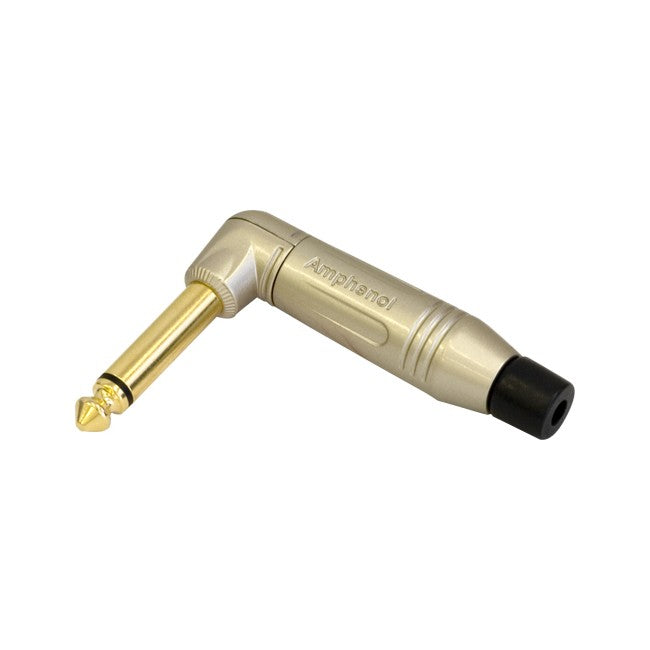 PD1420 - 6.3MM RIGHT ANGLE MONO PLUG - GOLD PHONO AMPHENOL - AMPHENOL
