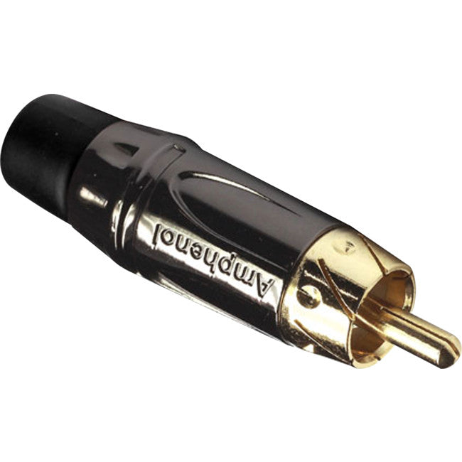 PD2975 - RCA PLUG SHORT BLACK SHELL - WITH GOLD CONTACTS ACPL-CBK - AMPHENOL