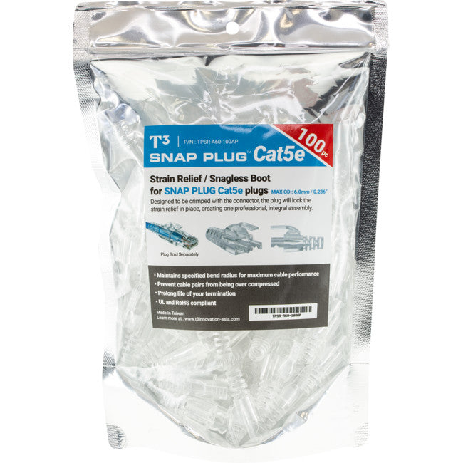 PK4075 - 6.0MM CLEAR RJ45 RUBBER BOOT - SUITS CAT5 SNAP PLUG PK OF 100 - T3
