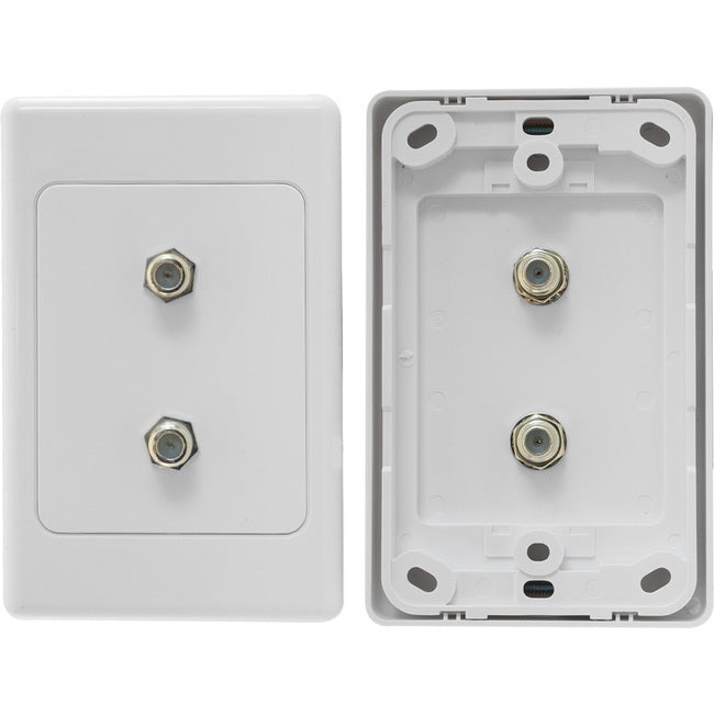 PR3860 TWIN 'F' TYPE TV WALL PLATE DUAL 2X 'F' SOCKET TO SOCKET PRO2