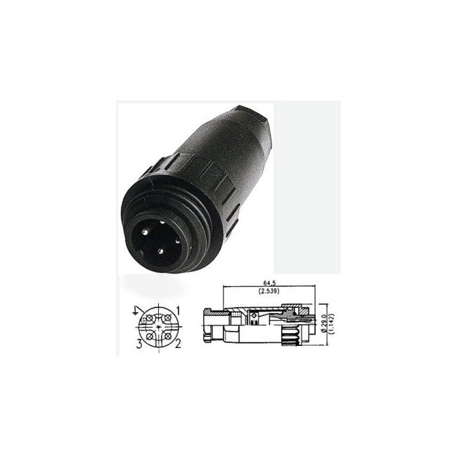 PW4304 - 4 PIN IP67 POWER LINE PLUG - WEATHER PROOF AMPHENOL - AMPHENOL