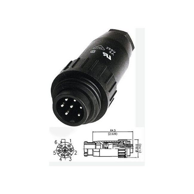 PW4307 7 PIN IP67 POWER LINE PLUG WEATHER PROOF AMPHENOL AMPHENOL C01630H00611012