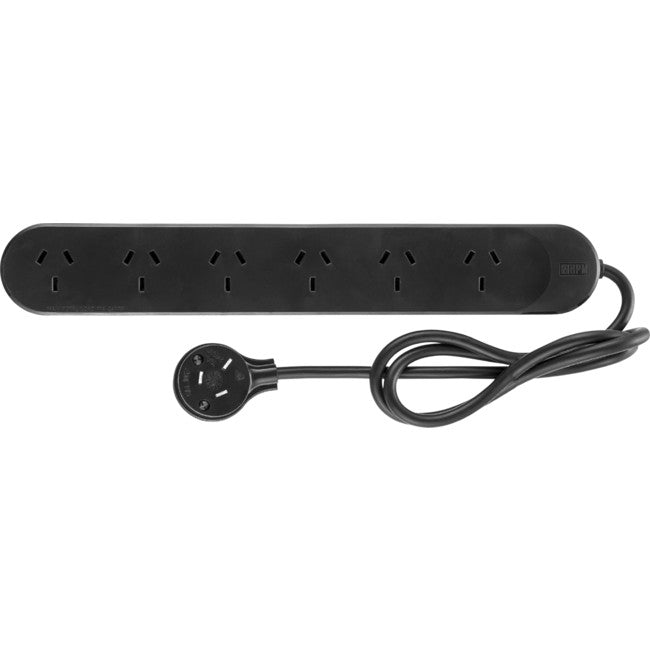 R105/6BL HPM 2400W 6 OUTLET POWERBOARD 0.9M LEAD - BLACK HPM R105/6BL