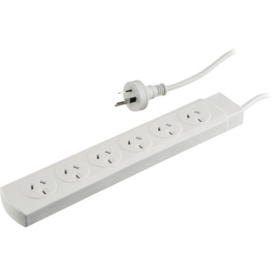 PB60 6 WAY POWERBOARD WHITE WITH OVERLOAD PROTECTION DOSS