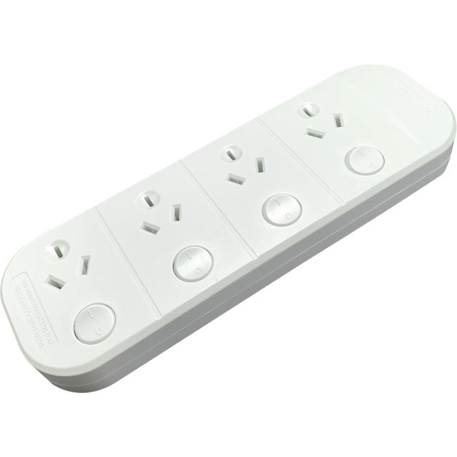 PT1614 - 4 OUTLET SWITCHED POWERBOARD - WHITE - JACKSON