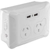 CWPUSB2 CLIP OVER WALL PLATE WITH USB DOUBLE GPO NIGHT LIGHT AC EVERSURE 33531029