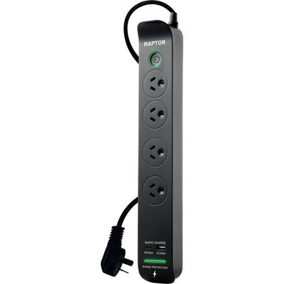 RAP4 RAPTOR 4 WAY SURGE PROTECTED POWERBOARD 30W PD USB-C 30W QC USB-A JACKSON 33531070