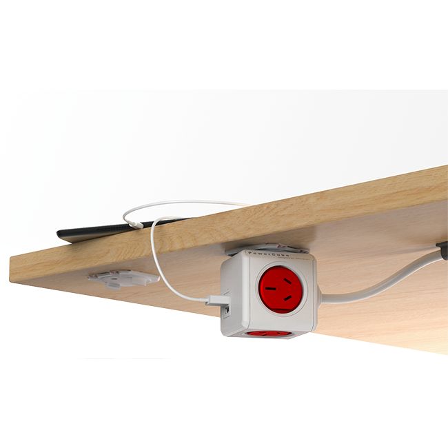 PCEURD 4 WAY SURGE PROTECTOR WITH USB RED POWERCUBE EXTENDED USB ALLOCACOC POWERCUBE54-RD