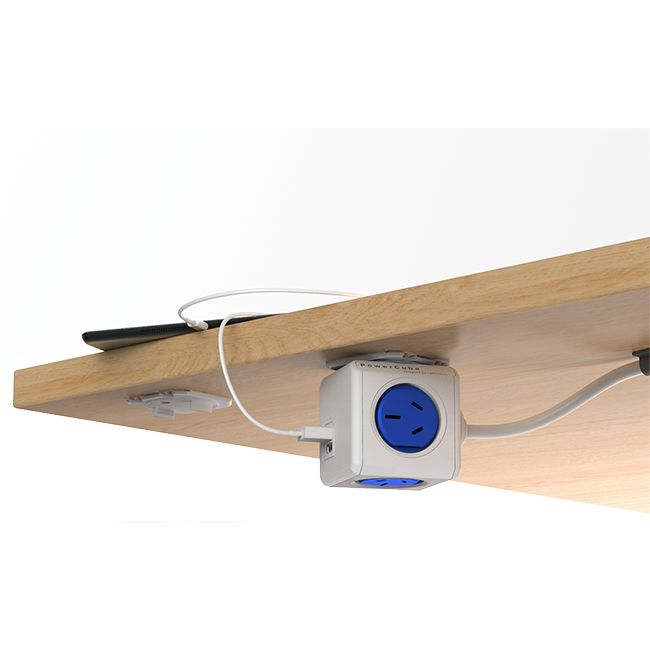 PCEUBL 4 WAY SURGE PROTECTOR WITH USB BLUE POWERCUBE EXTENDED USB ALLOCACOC PCUBE54-BL