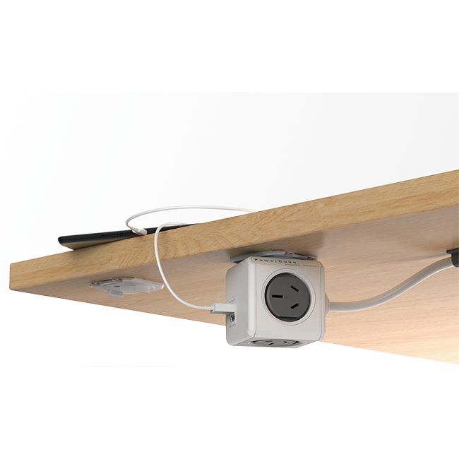 PCEUGR 4 WAY SURGE PROTECTOR WITH USB GREY POWERCUBE EXTENDED USB ALLOCACOC PCUBE54-GRY