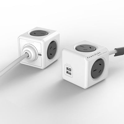PCEUGR 4 WAY SURGE PROTECTOR WITH USB GREY POWERCUBE EXTENDED USB ALLOCACOC PCUBE54-GRY