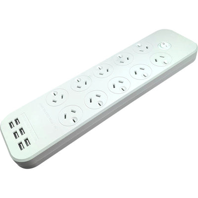 PT1055 10 OUTLET SWITCHED POWERBOARD WITH USB CHARGING JACKSON PT1055