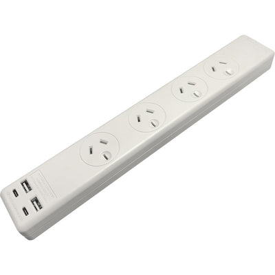 PT2929SUSB3C - 4 WAY SURGE POWERBOARD - WITH 2 X USB & 2 X USB-C PORTS - JACKSON
