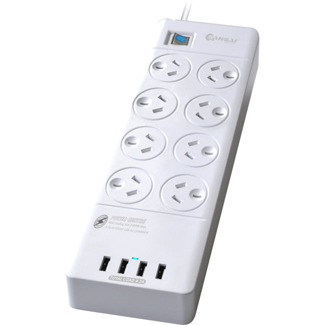 PAD4088H 8 WAY POWER BOARD WITH USB SURGE 4 USB 4.2A SANSAI SANSAI PAD4088H