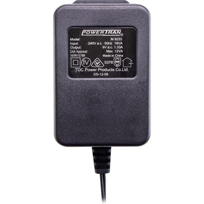 M9233 - 9V 1.33 AMP AC POWER SUPPLY - 9VAC 2.1MM PLUG - POWERTRAN