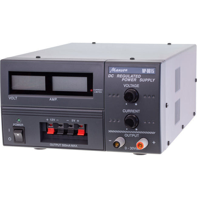 NP9615G 5AMP 0-30V DC POWER SUPPLY DIGITAL BENCH TOP DARK GREY MANSON NP-9615