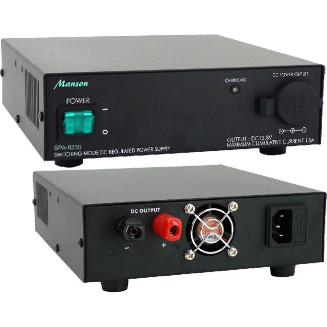 SPA8230G 23A CONT 25A MAX 13.8V POWER SUPPLY BENCH TOP DARK GREY MANSON SPA8230
