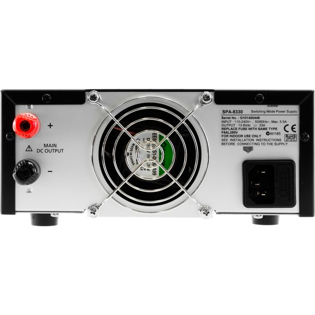 SPA8330 33A CONT 36A MAX 13.8VDC POWER SUPPLY BENCH TOP BLACK MANSON SPA8330