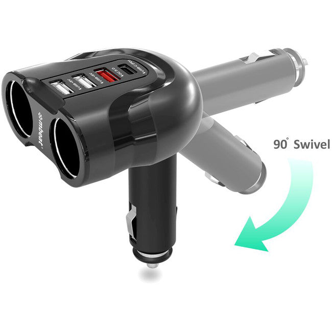 MBCHGRC38 4-PORT USB-C CAR CHARGER CIG SPLITTER PD QC MBEAT MB-CHGR-C38