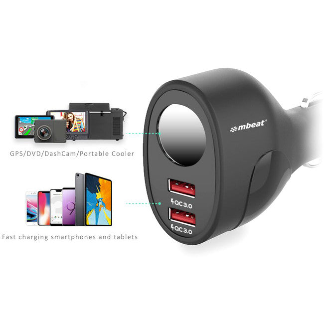 MBCHGRC18 DUAL PORT USB QUICK CHARGER QC CIG MBEAT MB-CHGR-C18