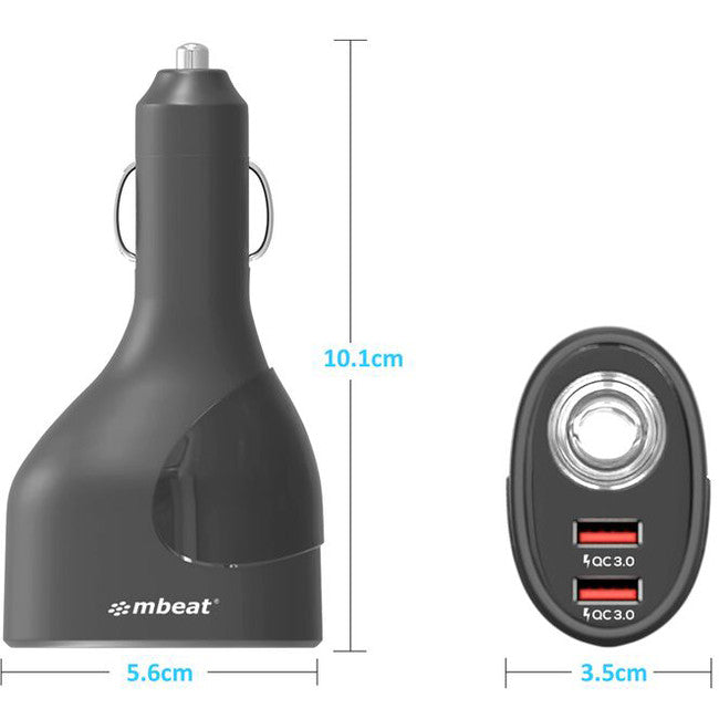 MBCHGRC18 DUAL PORT USB QUICK CHARGER QC CIG MBEAT MB-CHGR-C18
