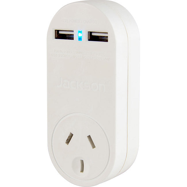 PT1USB SINGLE POWER OUTLET WITH TWIN USB CHARGING PORTS JACKSON PT1USB