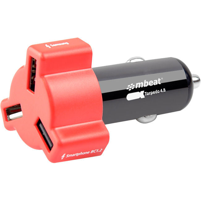 348RED 3 PORT 4.8AMP USB CIG CHARGER RED MBEAT CHGR-348-RED