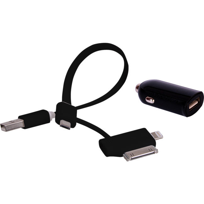 PWUSB24F 2.4A USB CHARGER KIT 3 IN 1 CHARGING CABLE LASER PW-USB24F-BLK