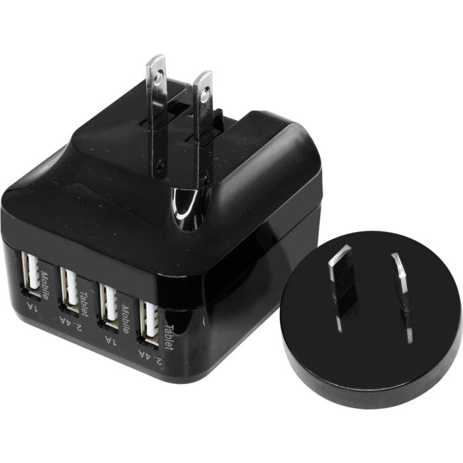 SM568B 5V 6.8A FOUR USB CHARGER BLACK INTERCHANGABLE TRAVEL ADAPTOR DOSS GPE034H