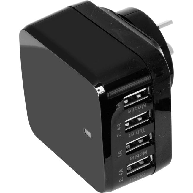 SM568B 5V 6.8A FOUR USB CHARGER BLACK INTERCHANGABLE TRAVEL ADAPTOR DOSS GPE034H
