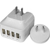 SM568W 5V 6.8A FOUR USB CHARGER WHITE INTERCHANGABLE TRAVEL ADAPTOR DOSS GPE034H