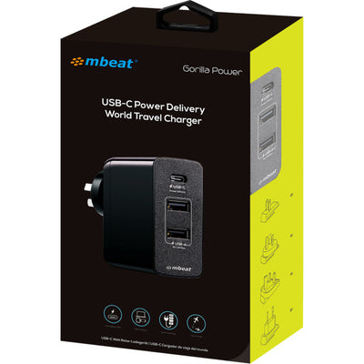 PD45 USB-C 45W WORLD TRAVEL CHARGER POWER DELIVERY GORILLA POWER MBEAT MB-CHGR-PD45