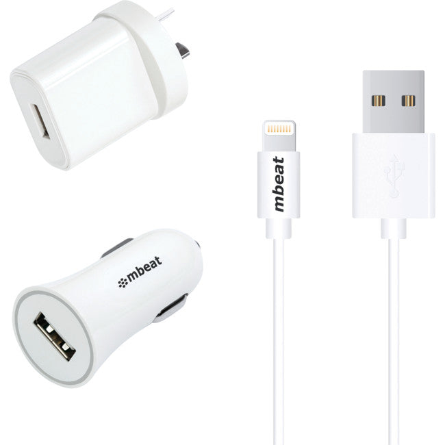 UCKA31W USB WALL & CAR CHARGING KIT LIGHTNING MBEAT MB-UCKA31W
