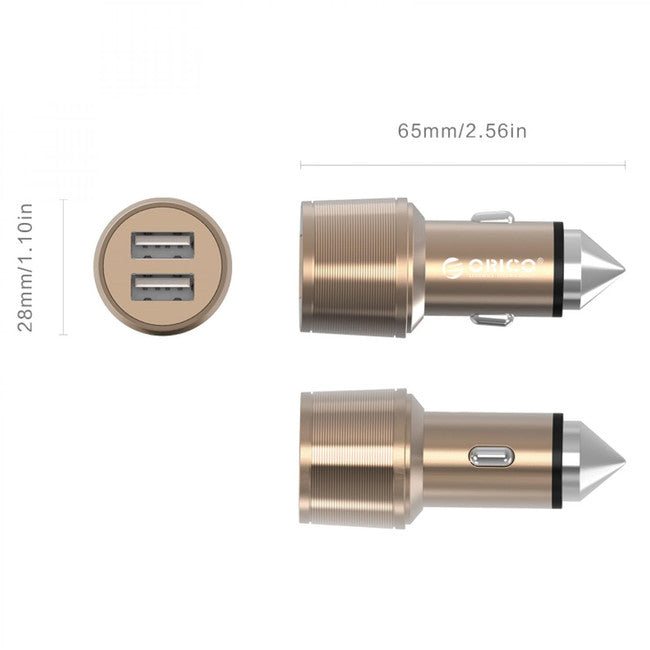 UCI2UGD 15.5W DUAL USB CAR CHARGER GOLD ORICO ORC-UCI-2U-GD