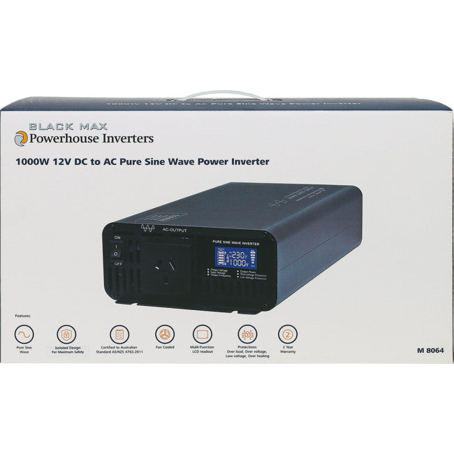 M8064 1000W 12VDC TO 240VAC INVERTER PURE SINE WAVE POWERHOUSE 33779006